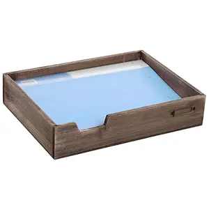 Rustic personalized customized cheaper wholesale  big Vintage Wood Office Desktop Paper, File, Folder, Magazine Holder Tray 2020