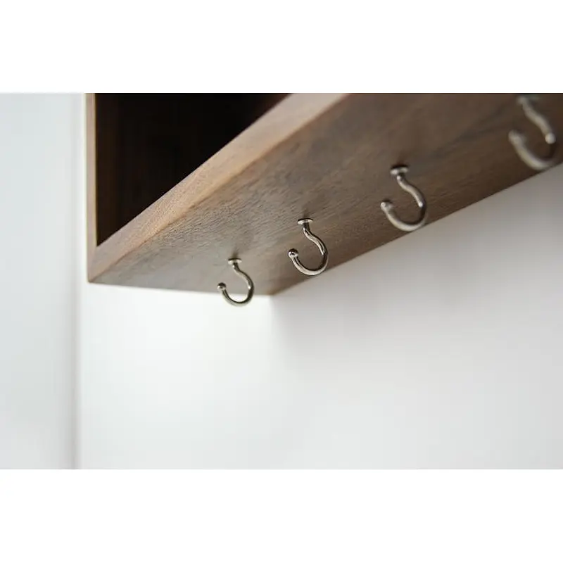 Floating Entryway Organizer with hooks  wooden mail boxes mail holder and coat key rack wall shelf  bathroom shelf with hooks wa