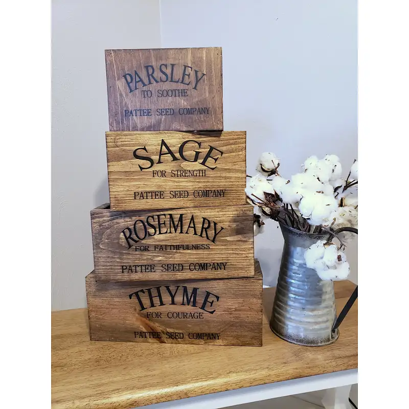 advertising crate garden crate Herb Boxes  Rustic Wooden Herb Boxes Set of