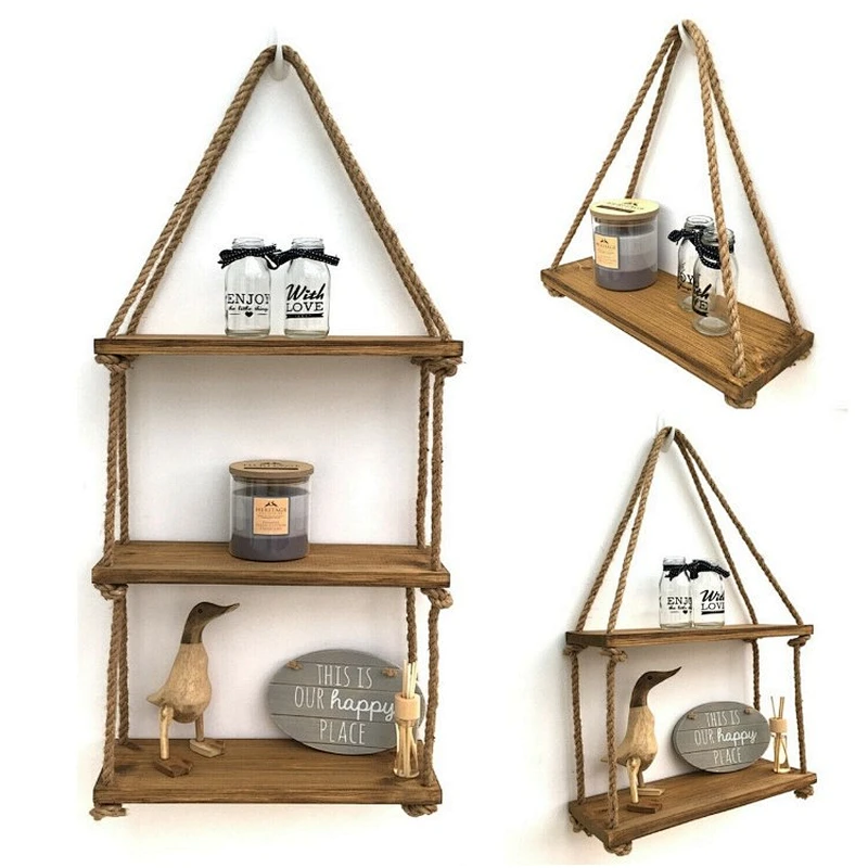 2020 Rustic Ladder Planter Shelf- Rustic Wood and Rope Ladder Shelf, Bathroom Organizer, Entryway Shelf