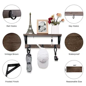 Rustic wood floating wall shelves wall mounted metal shelf shelf wall for living room