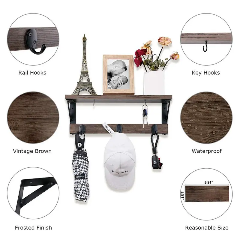 Rustic wood floating wall shelves wall mounted metal shelf shelf wall for living room