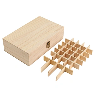 Wooden Tea Box, Unfinished 4 Compartments Display Box, Unpainted Wood Keepsake,