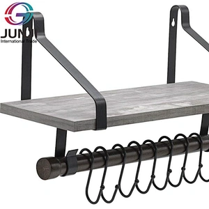Rustic wood floating wall shelves wall shelves for bedroom bathroom shelf with hooks wall mounted
