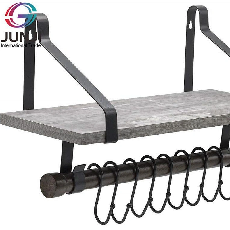 Rustic wood floating wall shelves wall shelves for bedroom bathroom shelf with hooks wall mounted