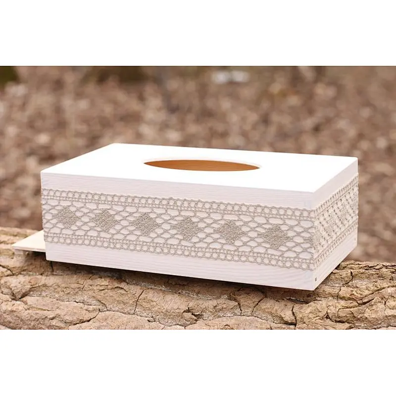 Rectangular Tissue Box Cover, White Wooden Box, Ready for Shipping