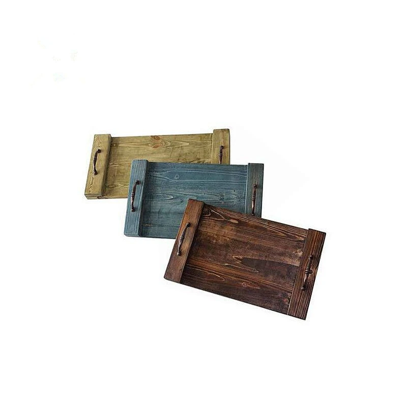 Wholesale Pine Wood Hot-sale cheap service wooden tray Wooden Trays For Decoration Wooden Tray Handle Serving Tray Wood
