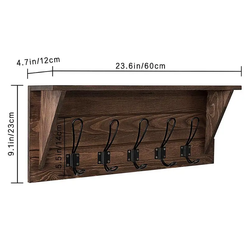 Rustic wood floating wall shelves shelf wall for living room wall shelf with hooks