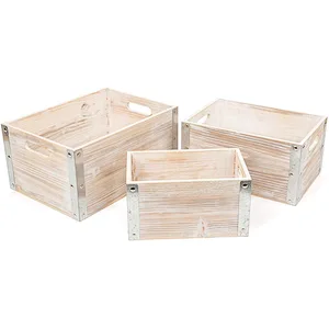 Wood Box-Wooden Industrial Style Made of Wood  Boxes  Set of 3 Decoration  Normal  Multi  wooden box