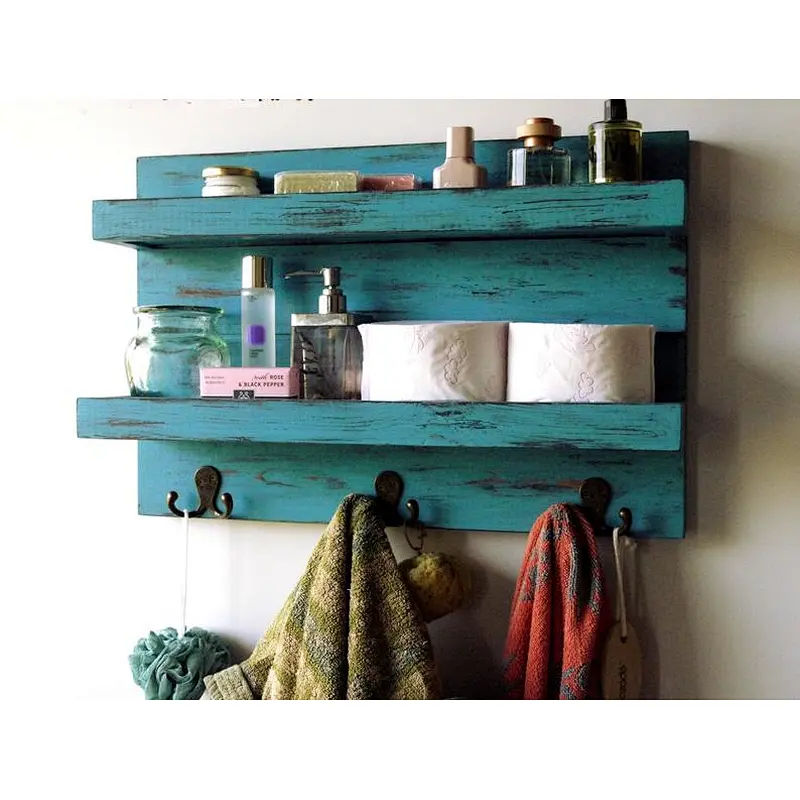 Rustic wood floating wall shelves book shelf wooden wall mounted key shelf wall