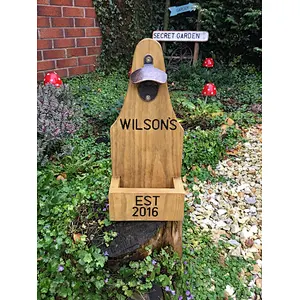 Wood bottle opener, Man's gift, Christmas Bar wooden decor - beer Cap Catcher- bar Accessories