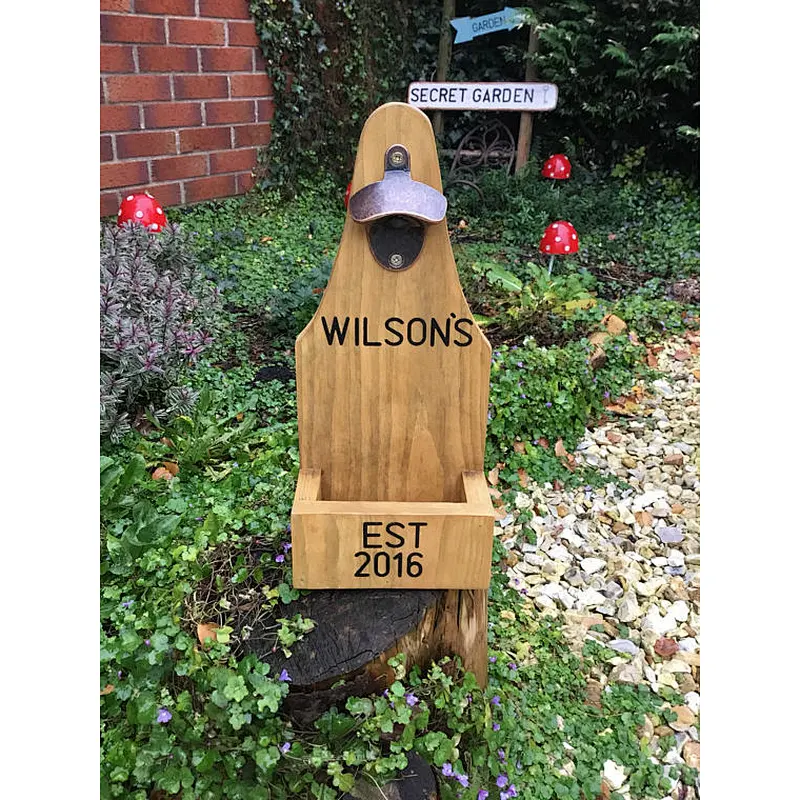 Wood bottle opener, Man's gift, Christmas Bar wooden decor - beer Cap Catcher- bar Accessories
