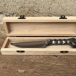 Railroad spike knife in a wooden gift box with engraved box and engraved knife wedding anniversary gift knife gift
