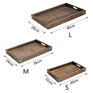 Serving Tray Rectangular Dinner Tea Food Hotel Tableware Breakfast Solid Wood