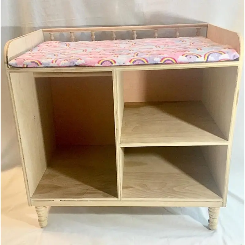 Natural Wood Doll Changing Table, Wooden Toy