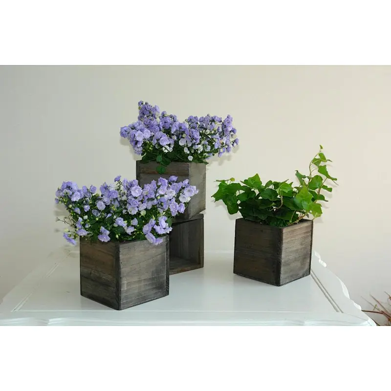 5 Inch Square Flower Holder,  Country Style, Home and Wedding Wood Planter Box