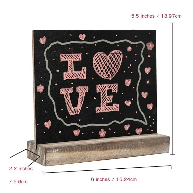 HOME 6-Pack 5 X 6 inch Mini Table Chalkboard Signs with Rustic Real Wood Stand for Baby Shower, Wedding Sign
