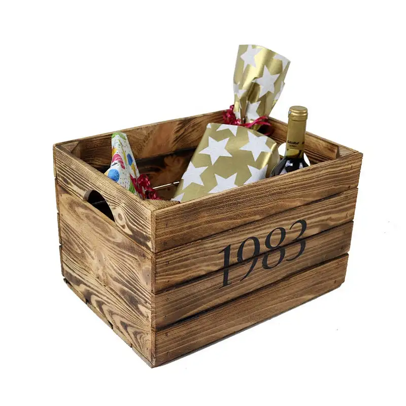 Rustic Wooden Box with Vintage Personalized Gift Box Birth Year Gift Birthday