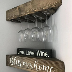 Corner Wine Rack  6 Glasses Wall Mounted Shelf