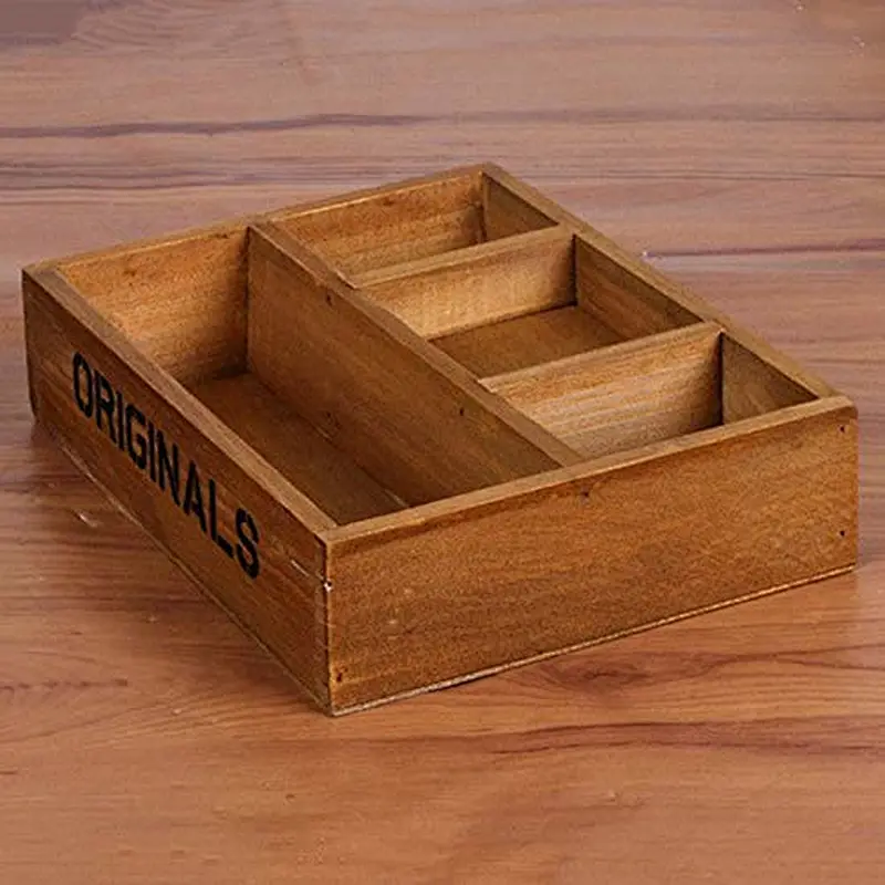 Storage Holder Desktop Wooden Container Storage Box Wooden Case Household Supplies Decorative