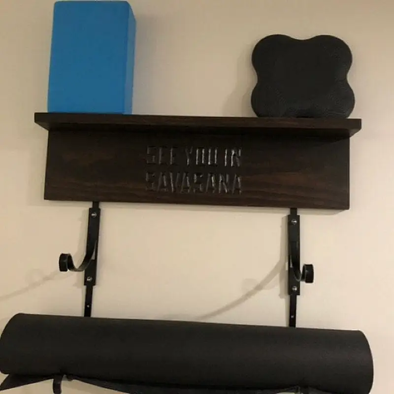 Wall Mount shelf for gym mat yoga mat storage gift for yogi Personalized Yoga Mat Holder