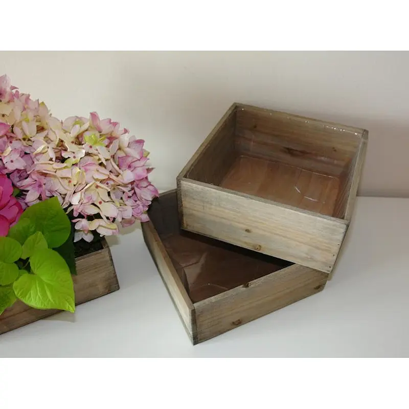 Wooden planter flower pot