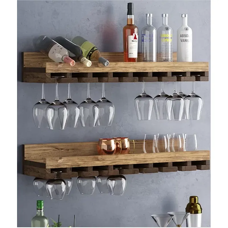 wall mounted winewine rack custom wine rack Rustic Luxe Tiered Wall Mounted Wine Glass Rack