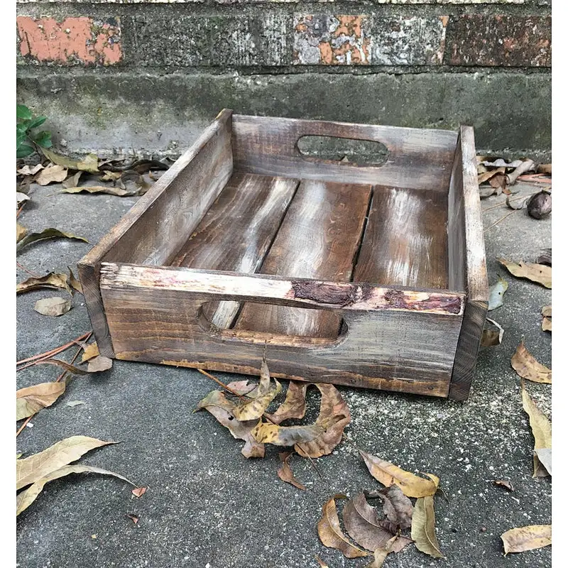 Vintage Wooden  Tote, Wooden Crate Carrier, Vintage Wood Tray with Handle, handmade serving tray