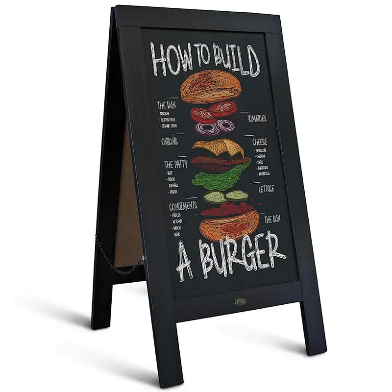 Rustic Vintage Black Wooden A-Frame Chalkboard/Sidewalk Chalkboard Sign/Frame Restaurant Message Board (Classic)