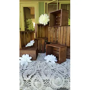 rustic flower box centerpiece  Wooden Crates  Rustic wedding wedding reception table Wooden Crates