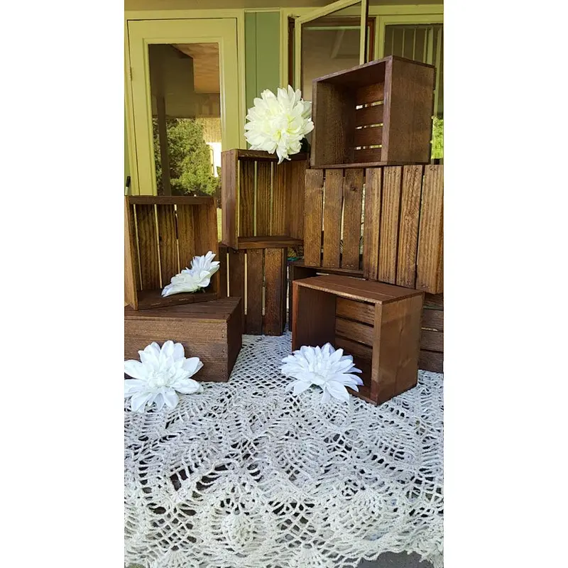 rustic flower box centerpiece  Wooden Crates  Rustic wedding wedding reception table Wooden Crates