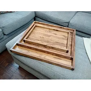 Wooden tray Breakfast Tray Kitchen Serving Wood Tray  Wedding Decor Personalized Wholesale Wood Trays Large Wooden Trays