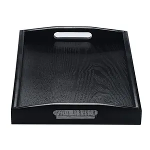 Rectangle Wooden Serving Tray Black 14 by 9-Inch