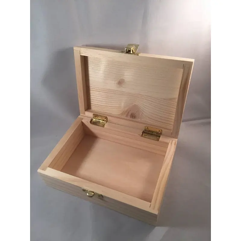 Small - Unfinished Wood Box Hinged with Clasp No Feet 2020