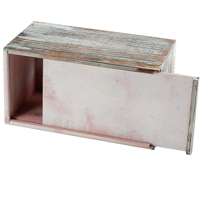 Decorative Rustic Torched Wood Rectangular Facial Tissue Box Cover Holder