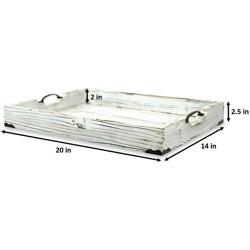 Wooden upholstered tray with handle