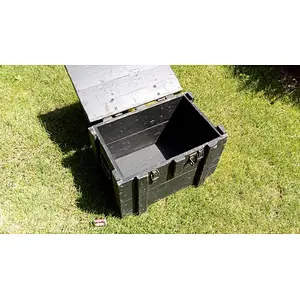 Old wooden military chest, big wooden box for ammunition 2020