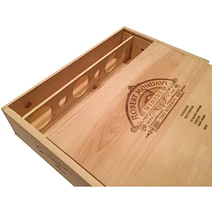 Vineyard Crates Decorative Wine Crate   6 Bottle Wooden Wine Box with Sliding Lid