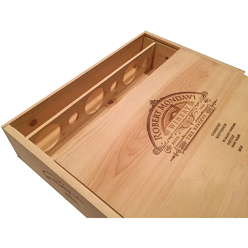 Vineyard Crates Decorative Wine Crate   6 Bottle Wooden Wine Box with Sliding Lid