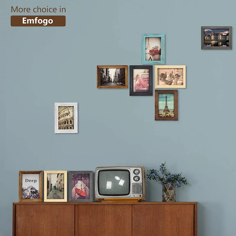 Picture Frame Photo Display for Tabletop Display Wall Mount Solid Wood High Definition Glass Photo Frame