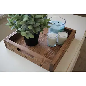 Rustic Wooden Ottoman Tray Wooden Tray Rustic Decor Farmhouse Decor Rustic Home Decor  For Serving Tray Coffee