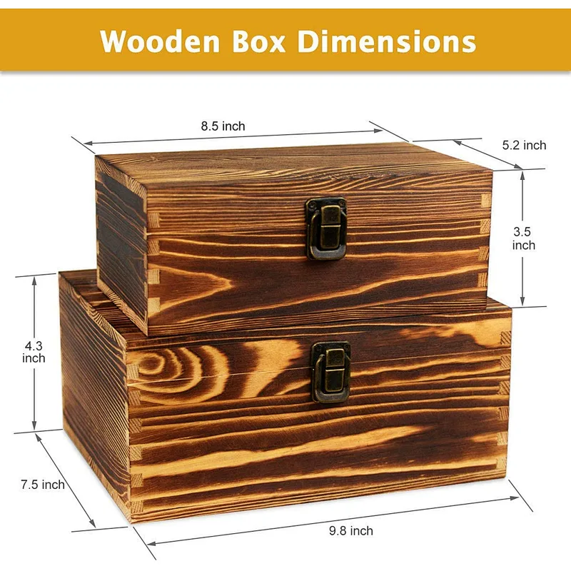Home Storage Box Natural Wooden Box With Lid Golden Lock Postcard Organizer Handmade Craft Jewelry Case