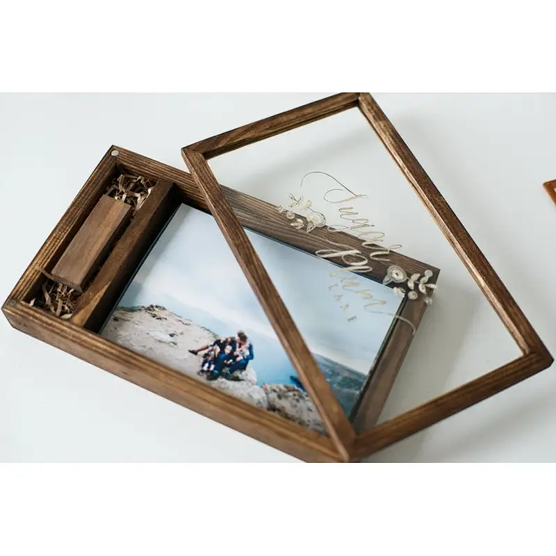 Lovely gift box photo packaging wooden box USB wood box