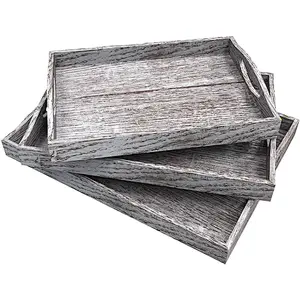 Decorative Natural Wood Serving Tray - Rustic Vintage Style