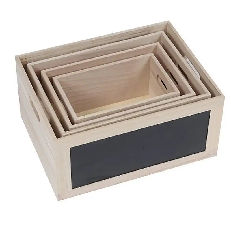 Advertising crate, garden crate,Set of 4 Chalkboard Wood Crates w/ Cut-out Handles