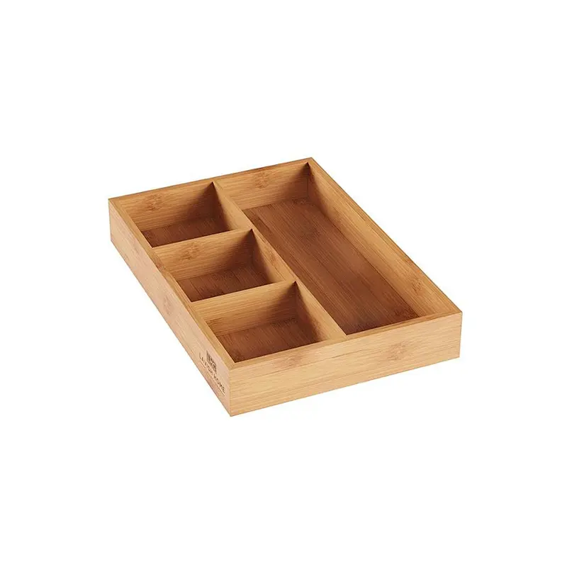 Lavish Home 4 Compartment Bamboo Drawer Divider - Space Saving Natural  Storage Box