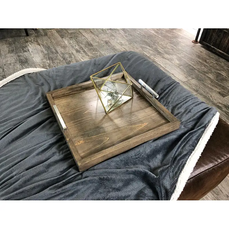 MODERN Ottoman Tray Oversized Wooden Tray  Square Coffee Table Tray