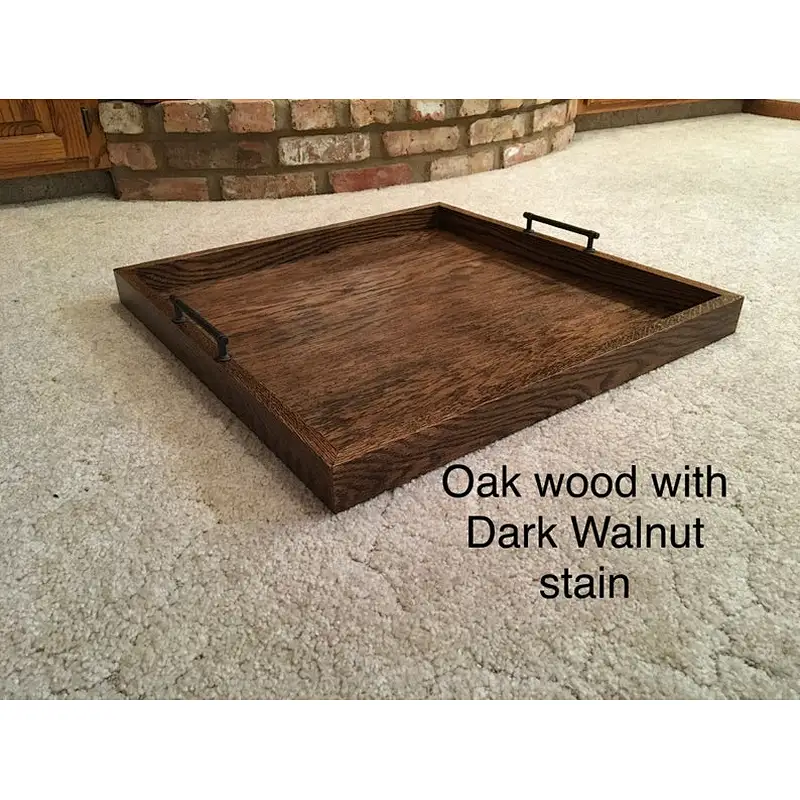 24*24 inch oak or cedar wood ottoman serving tray