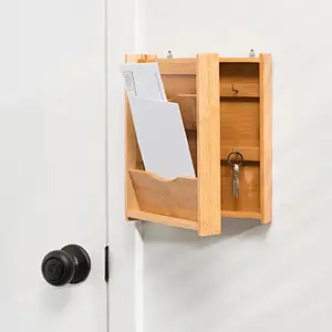 Entryway Key/Mail Holder Wall Organizer-wood Natural  Letter Rack and Key Box