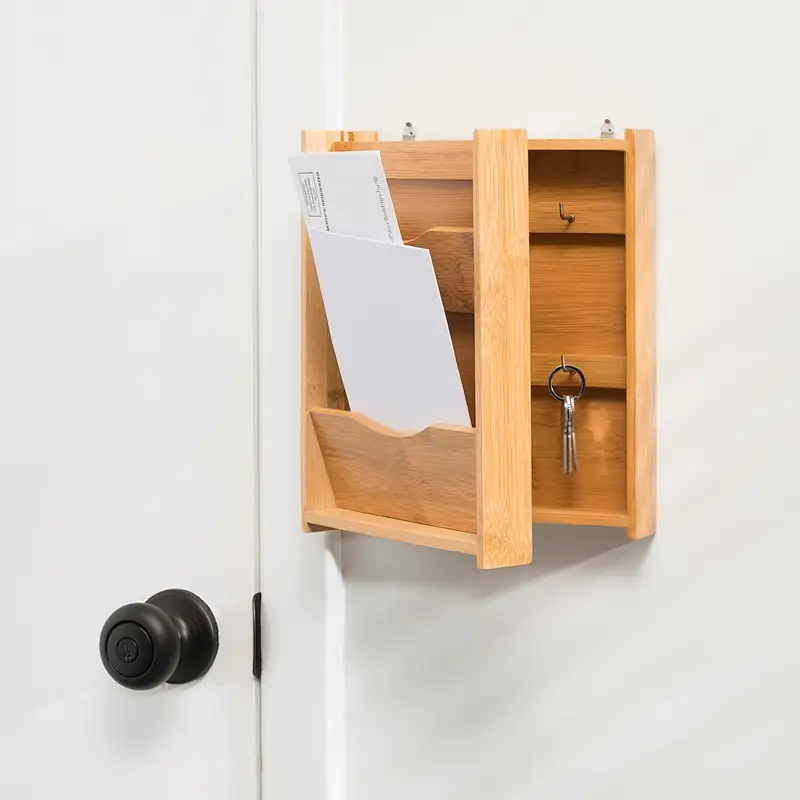 Entryway Key/Mail Holder Wall Organizer-wood Natural  Letter Rack and Key Box